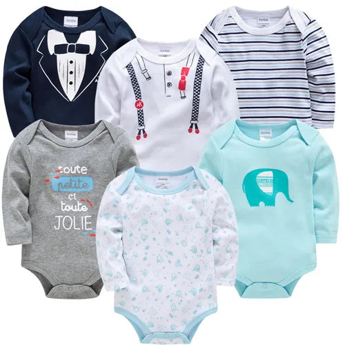 Kavkas Baby Bodysuits – 6-Pack Long Sleeve 100% Cotton, Newborn to 12 Months, Unisex