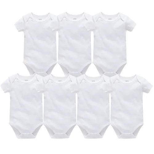 Kavkas 3PCS 5PCS Baby Boys Girls Clothes Solid White Short Sleeve Cotton Baby Bodysuits body bebe 0-24 months Newborn Jumpsuit