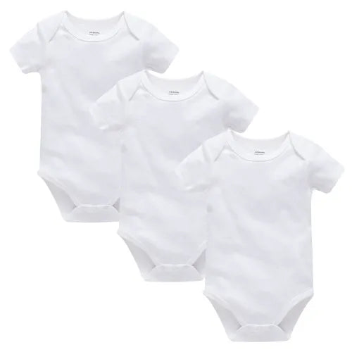 Kavkas 3PCS 5PCS Baby Boys Girls Clothes Solid White Short Sleeve Cotton Baby Bodysuits body bebe 0-24 months Newborn Jumpsuit