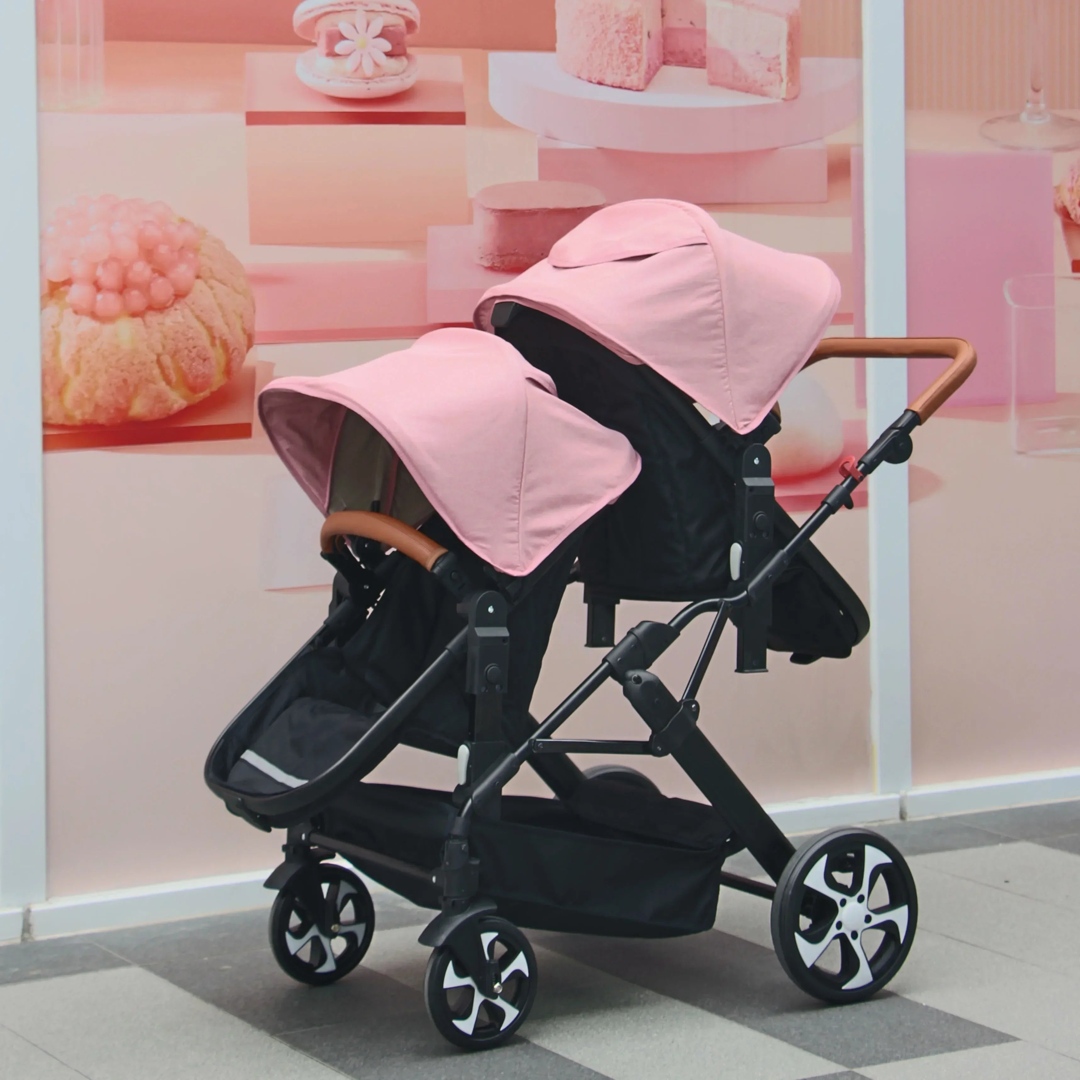 3in1 Twins Baby Stroller with car seat for two kid baby carriage Foldable High landscape shock-absorbing baby stroller