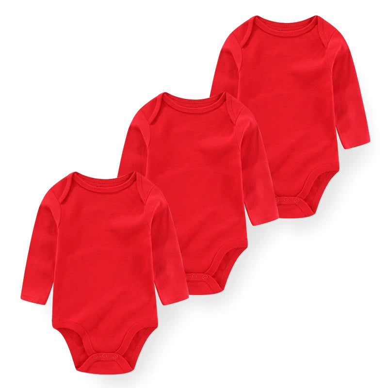 Kiddiezoom 3 Pcs Newborn Cartoon Long Sleeve 100%cotton Baby Boy Girl Bodysuit Soft Infant Onesies Clothes
