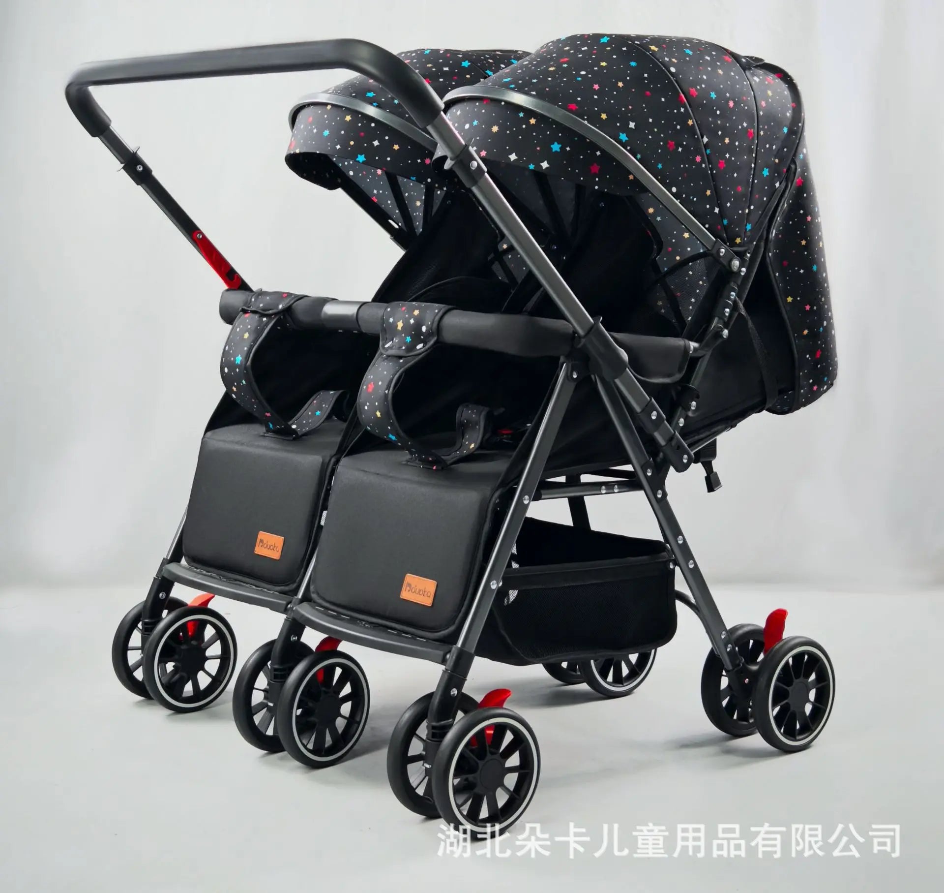 Twin Baby Stroller Foldable Double Seat, Lightweight Outdoor Pram with 360° Swivel Wheels, Reclining Design,Elevator Friendly