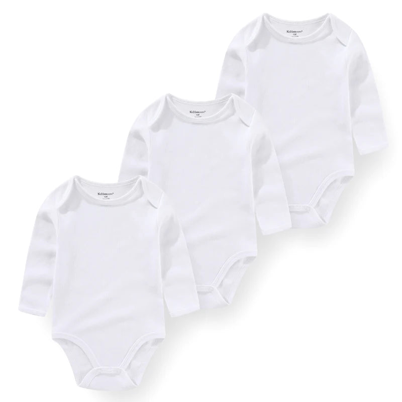 Kiddiezoom 3 Pcs Newborn Cartoon Long Sleeve 100%cotton Baby Boy Girl Bodysuit Soft Infant Onesies Clothes