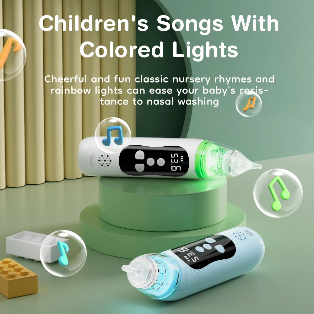 MAMIJOY Baby Electric Nasal Aspirator Nose Suction Device with Food Grade Silicone Mouthpiece 6 Suction Modes and Soothing Music