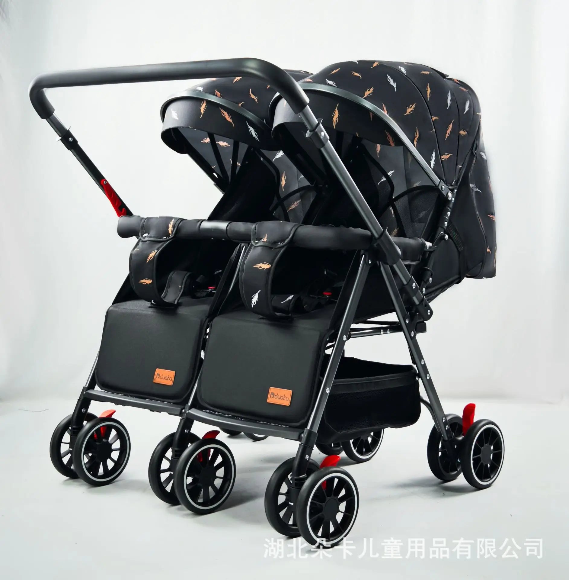 Twin Baby Stroller Foldable Double Seat, Lightweight Outdoor Pram with 360° Swivel Wheels, Reclining Design,Elevator Friendly