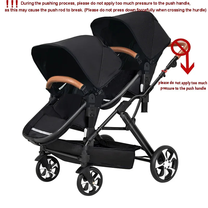 3in1 Twins Baby Stroller with car seat for two kid baby carriage Foldable High landscape shock-absorbing baby stroller