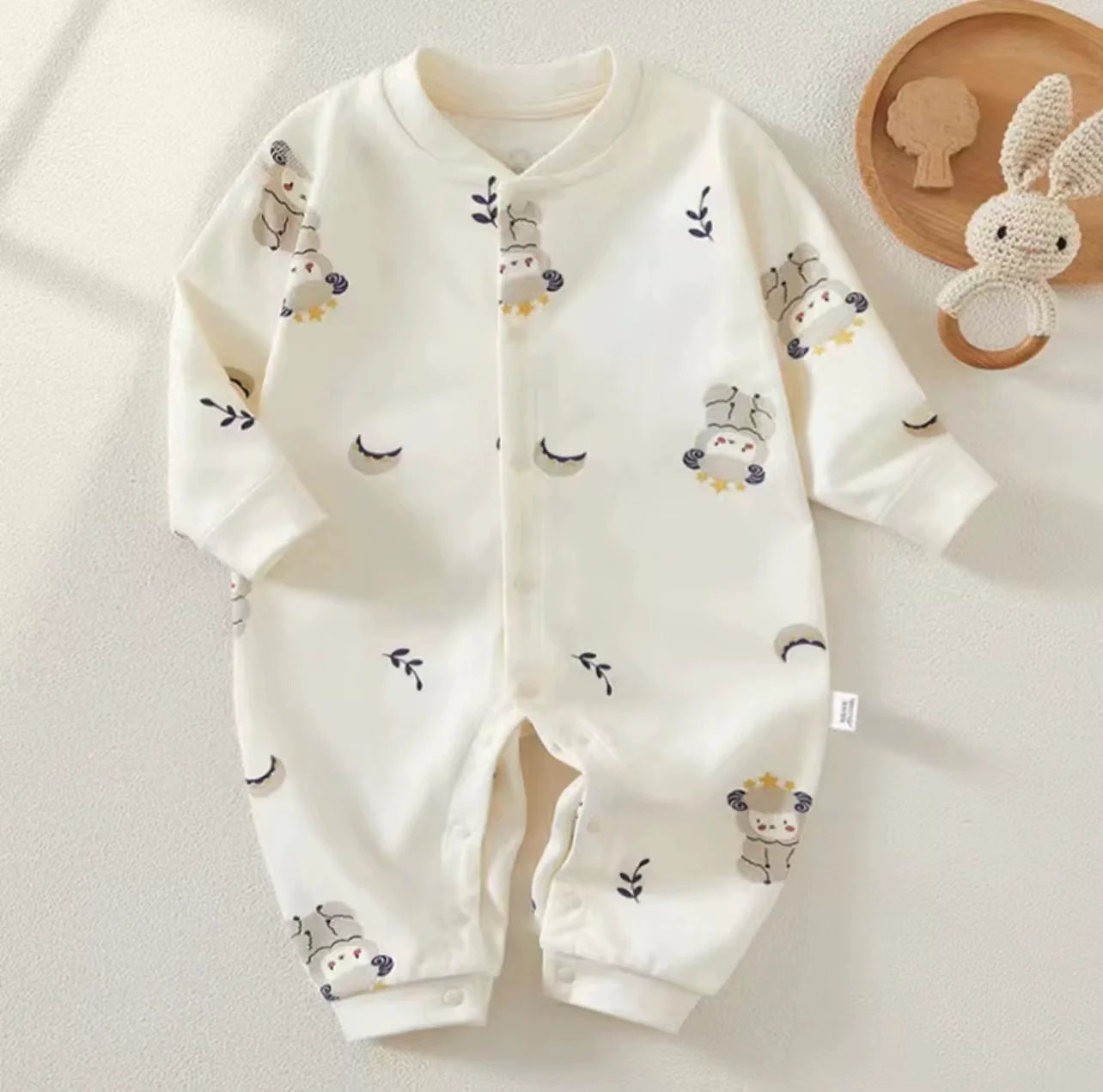 Bodysuit & One Pieces for Boys Girls Newborn Rompers Solid Color 100 Cotton 0-24M Long Sleeve Loungewear Outfit Thin Cute Design