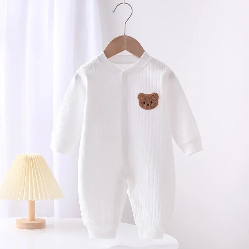 Bodysuit & One Pieces for Boys Girls Newborn Rompers Solid Color 100 Cotton 0-24M Long Sleeve Loungewear Outfit Thin Cute Design