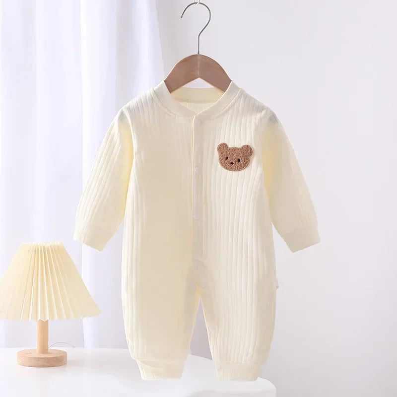 Bodysuit & One Pieces for Boys Girls Newborn Rompers Solid Color 100 Cotton 0-24M Long Sleeve Loungewear Outfit Thin Cute Design